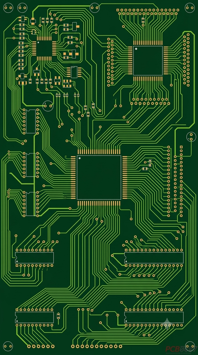 Close-up of a semiconductor chip on a circuit board